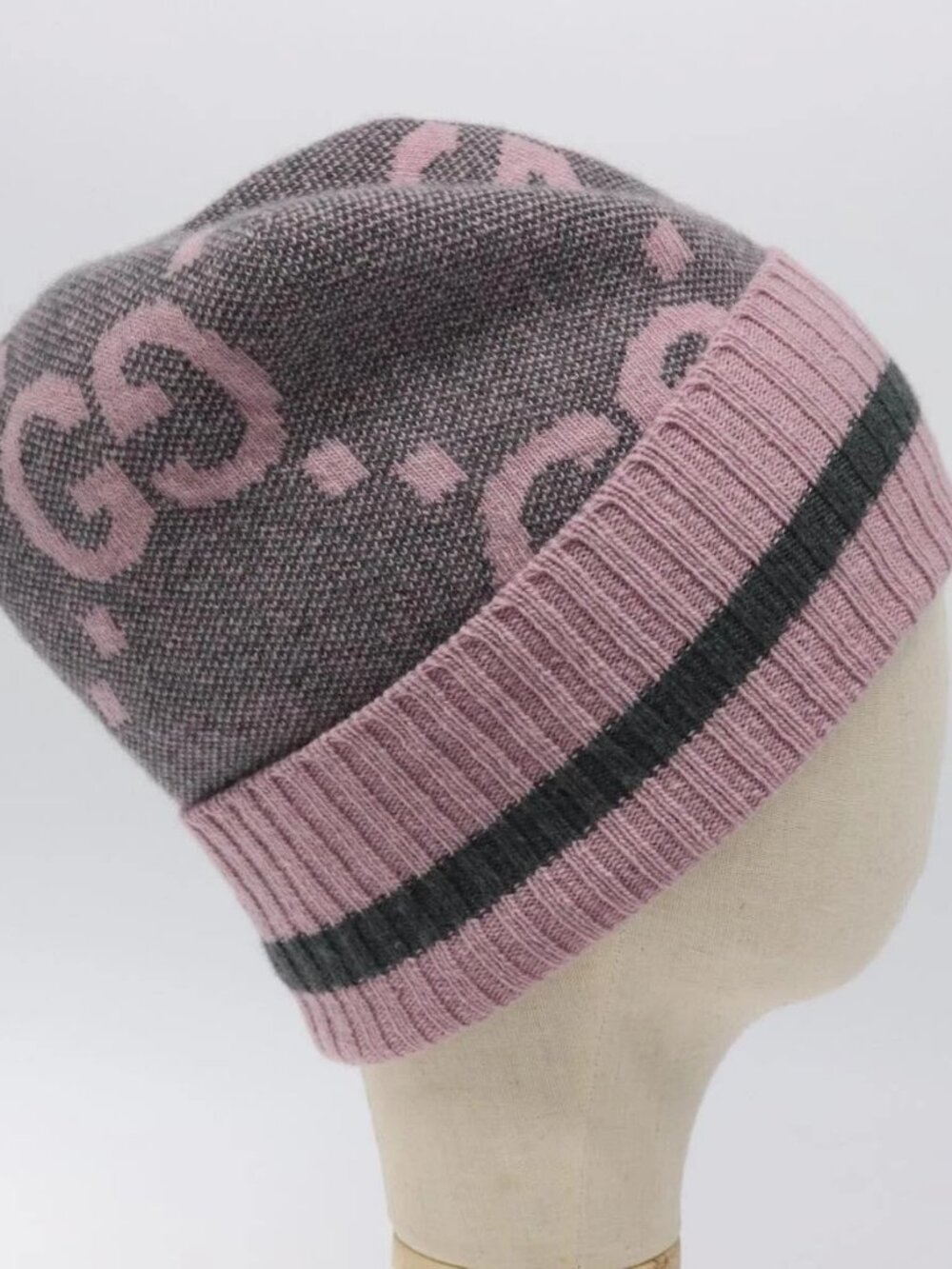 GUCCI GG Canvas Knitted Fabrics Cap Cashmere M Pink 676827 Auth am8353 - Picture 4 of 12